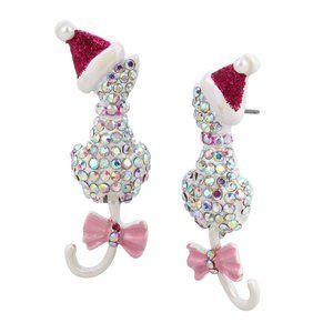 Betsey Johnson Festive Pave Cat Earrings New in Box!
